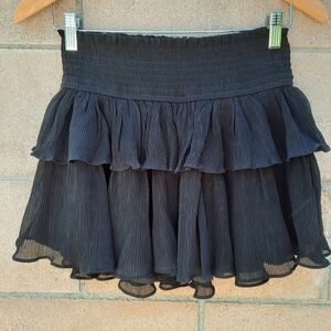 Forever 21 Women's Tiered Ruffle Elastic Waist Boho Casual Skirt Size S Black